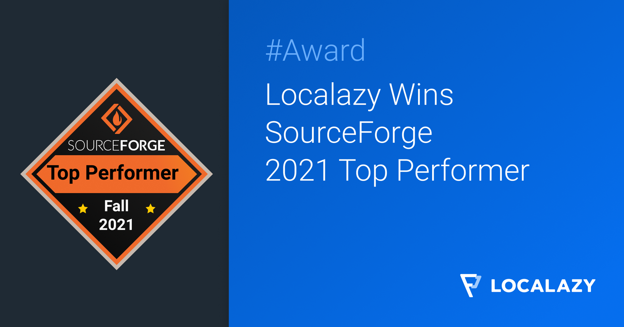 Localazy Wins a 2021 Top Performer Award 🏆 in Translation Management Category From SourceForge